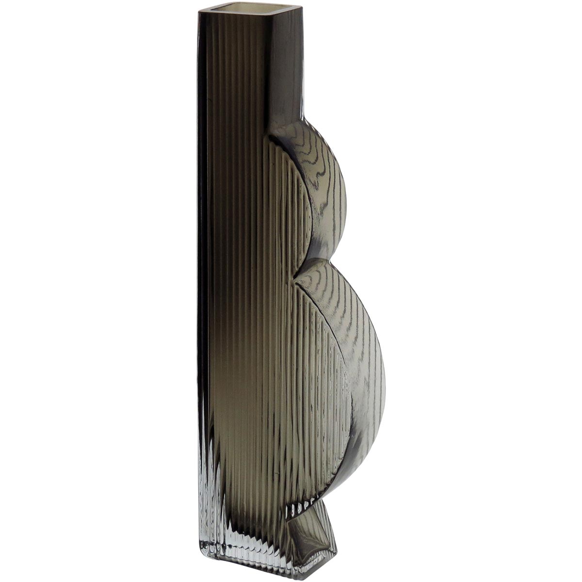 Vaso Decorativo em Vidro Cinza Ficarella 34,2x10,4cm para Flores