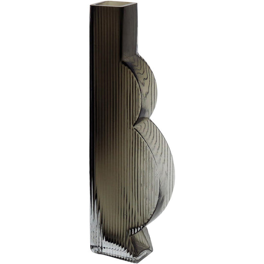 Vaso Decorativo em Vidro Cinza Ficarella 34,2x10,4cm para Flores