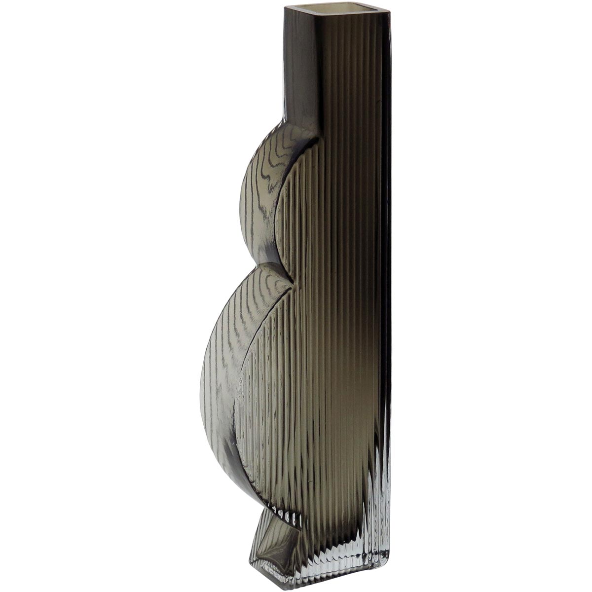 Vaso Decorativo em Vidro Cinza Ficarella 34,2x10,4cm para Flores