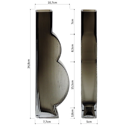 Vaso Decorativo em Vidro Cinza Ficarella 34,2x10,4cm para Flores