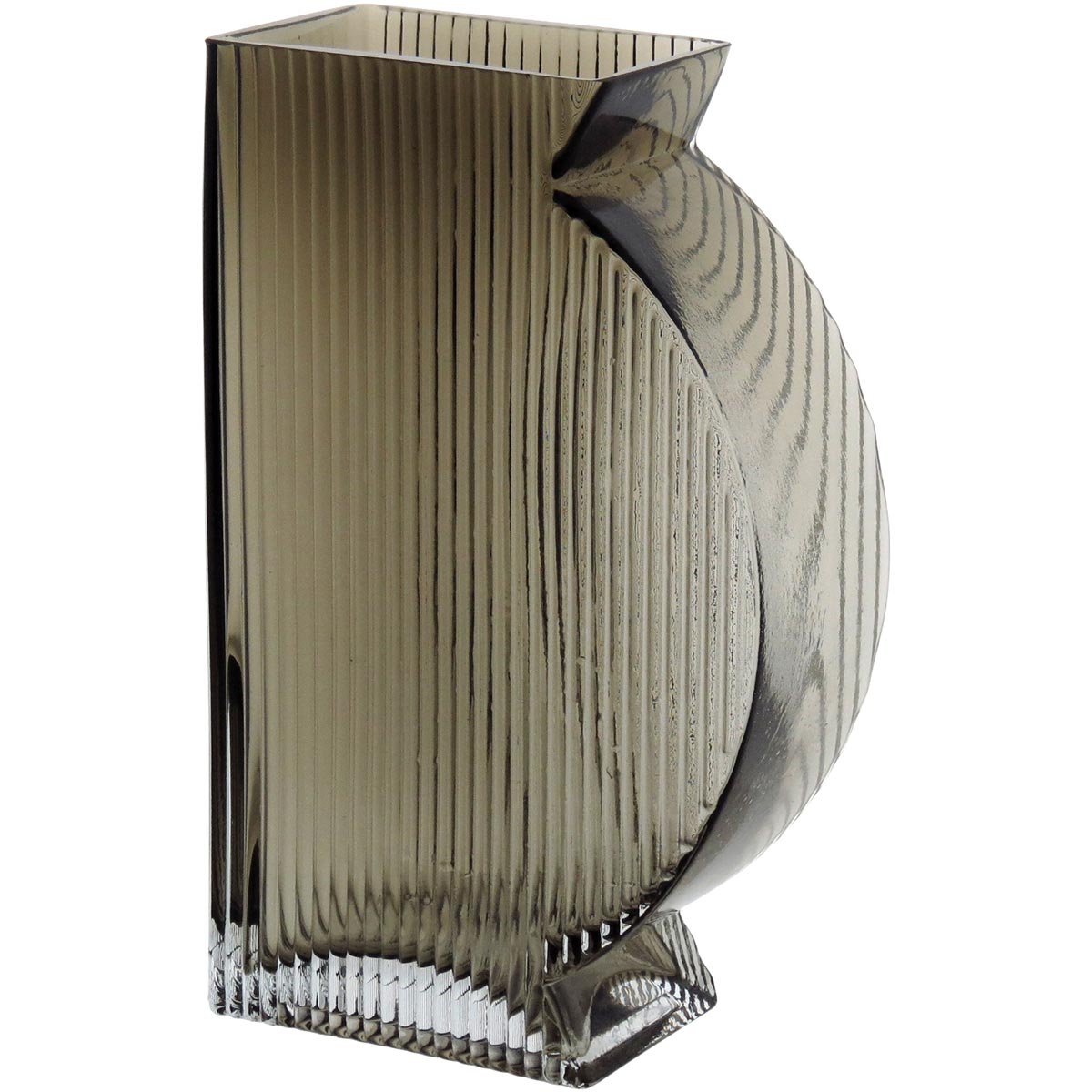 Vaso de Vidro Marinella Cinza 20x12x6cm - Decoração Elegante