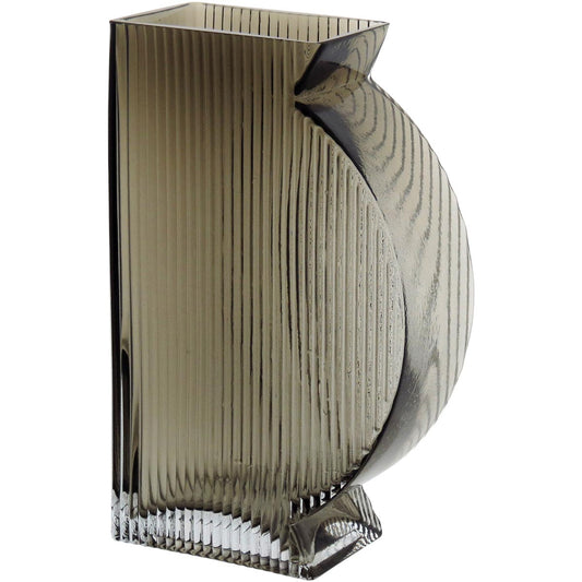 Vaso de Vidro Marinella Cinza 20x12x6cm - Decoração Elegante