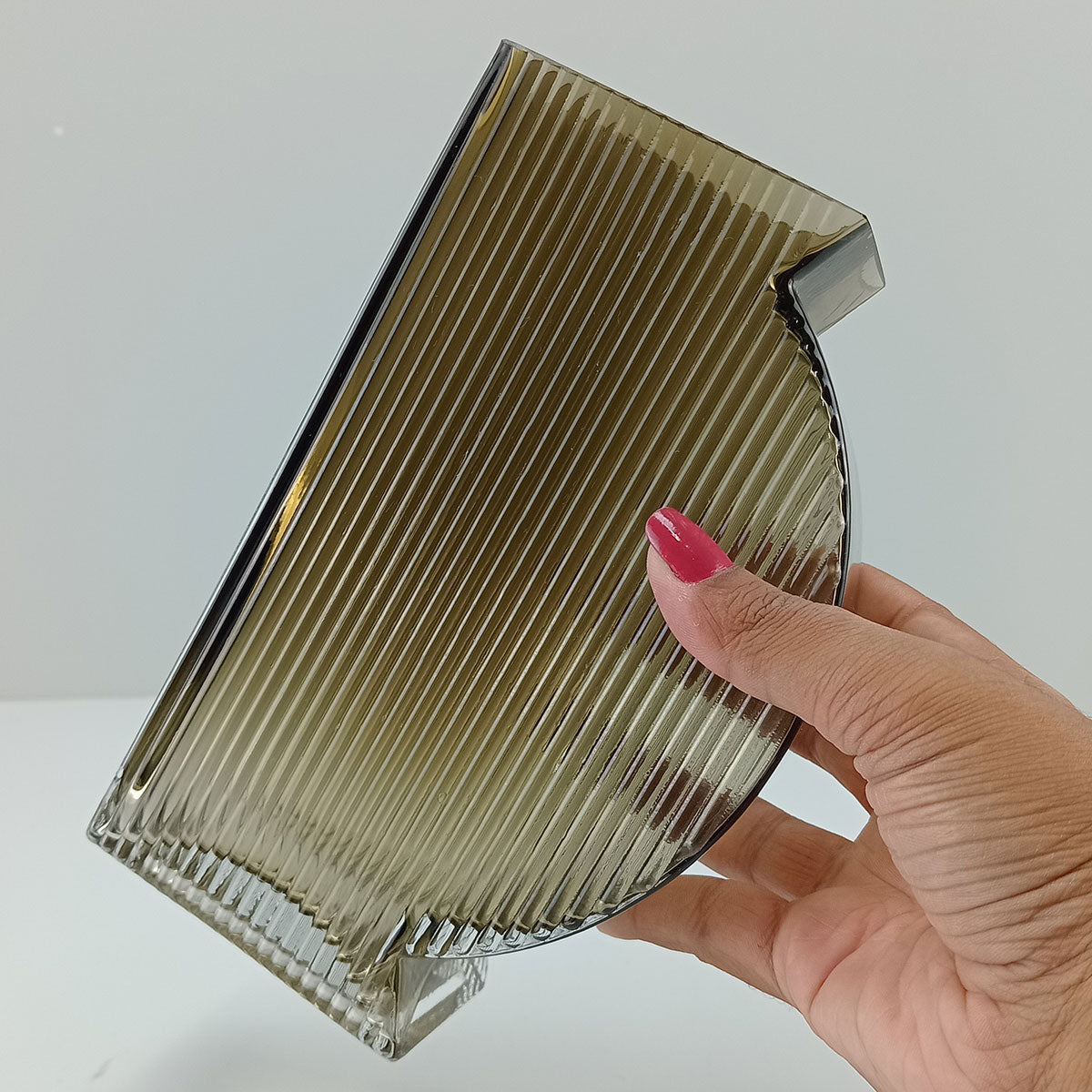 Vaso de Vidro Marinella Cinza 20x12x6cm - Decoração Elegante