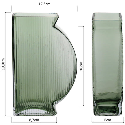 Vaso de Vidro Verde Marinella 20x12x6cm para Decoração Elegante