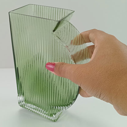 Vaso de Vidro Verde Marinella 20x12x6cm para Decoração Elegante