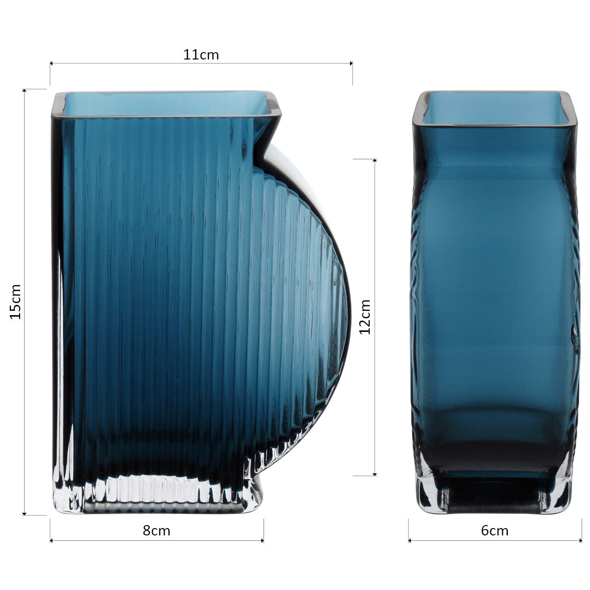 Vaso de Vidro Azul Marinella 15x11x6cm - Decoração Elegante