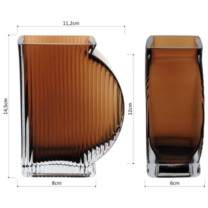 Vaso em Vidro Âmbar Marinella 15x11x6cm para Decoração