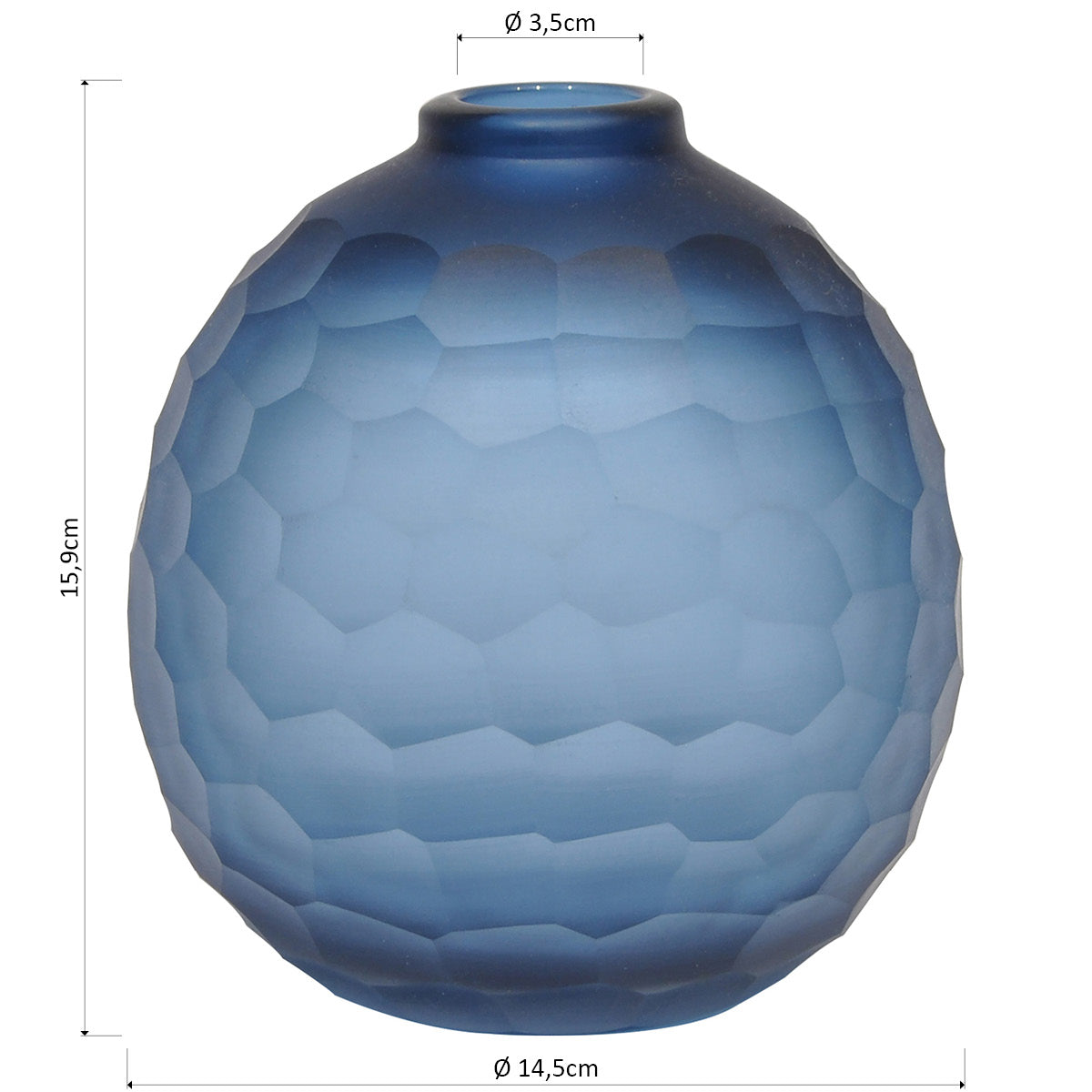 Vaso Moana Azul em Vidro 16x15x15cm para Arranjos Florais