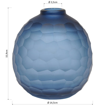 Vaso Moana Azul em Vidro 16x15x15cm para Arranjos Florais