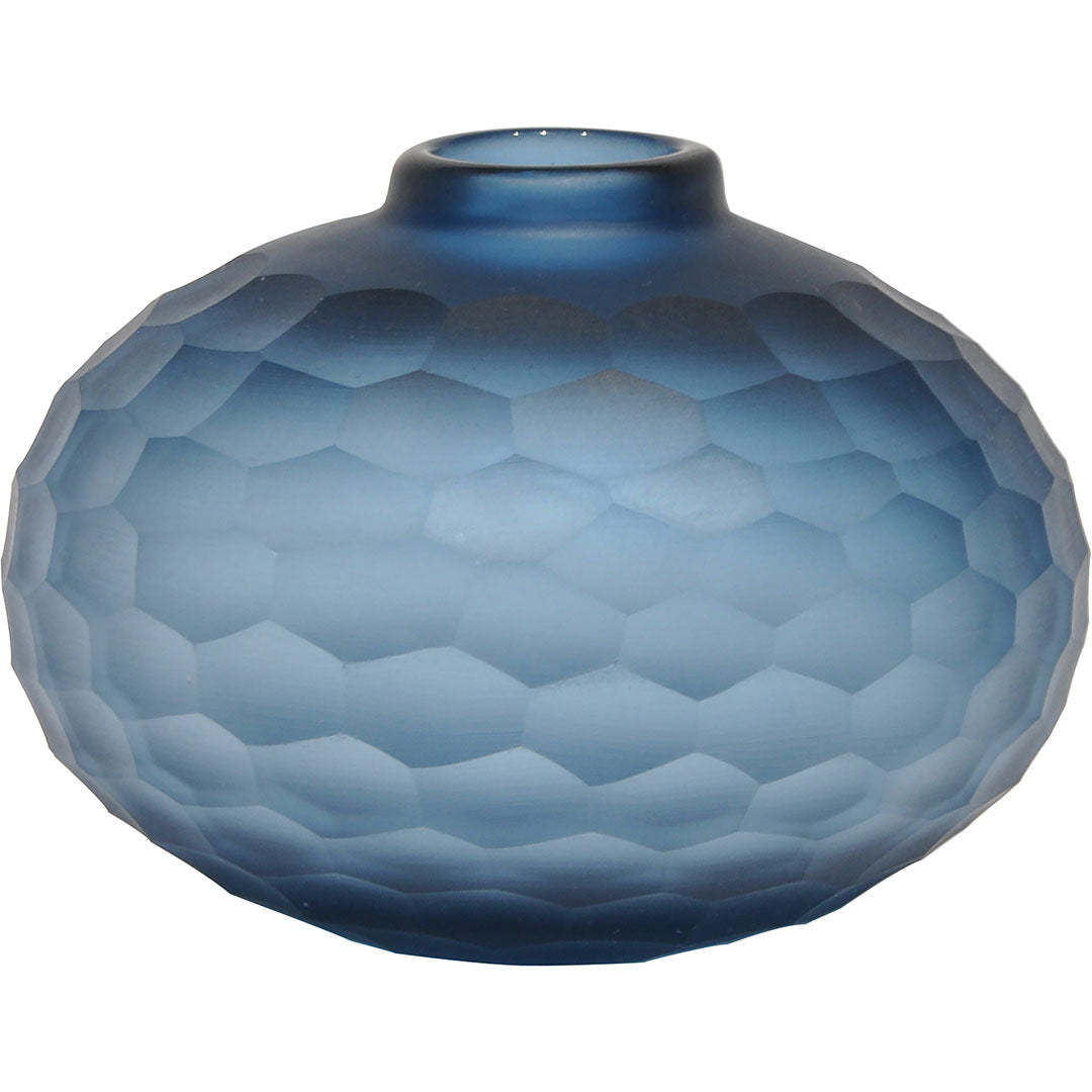 Vaso Decorativo Moana em Vidro Azul 11,5x13,3cm