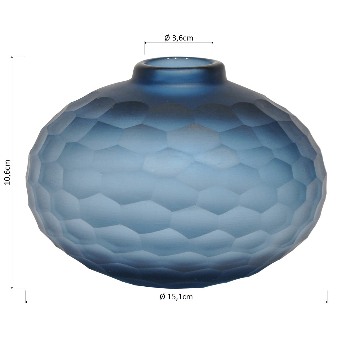 Vaso Decorativo Moana em Vidro Azul 11,5x13,3cm