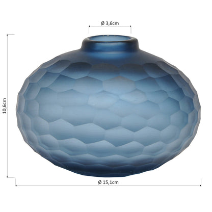 Vaso Decorativo Moana em Vidro Azul 11,5x13,3cm