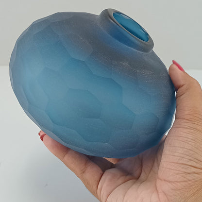 Vaso Decorativo Moana em Vidro Azul 11,5x13,3cm