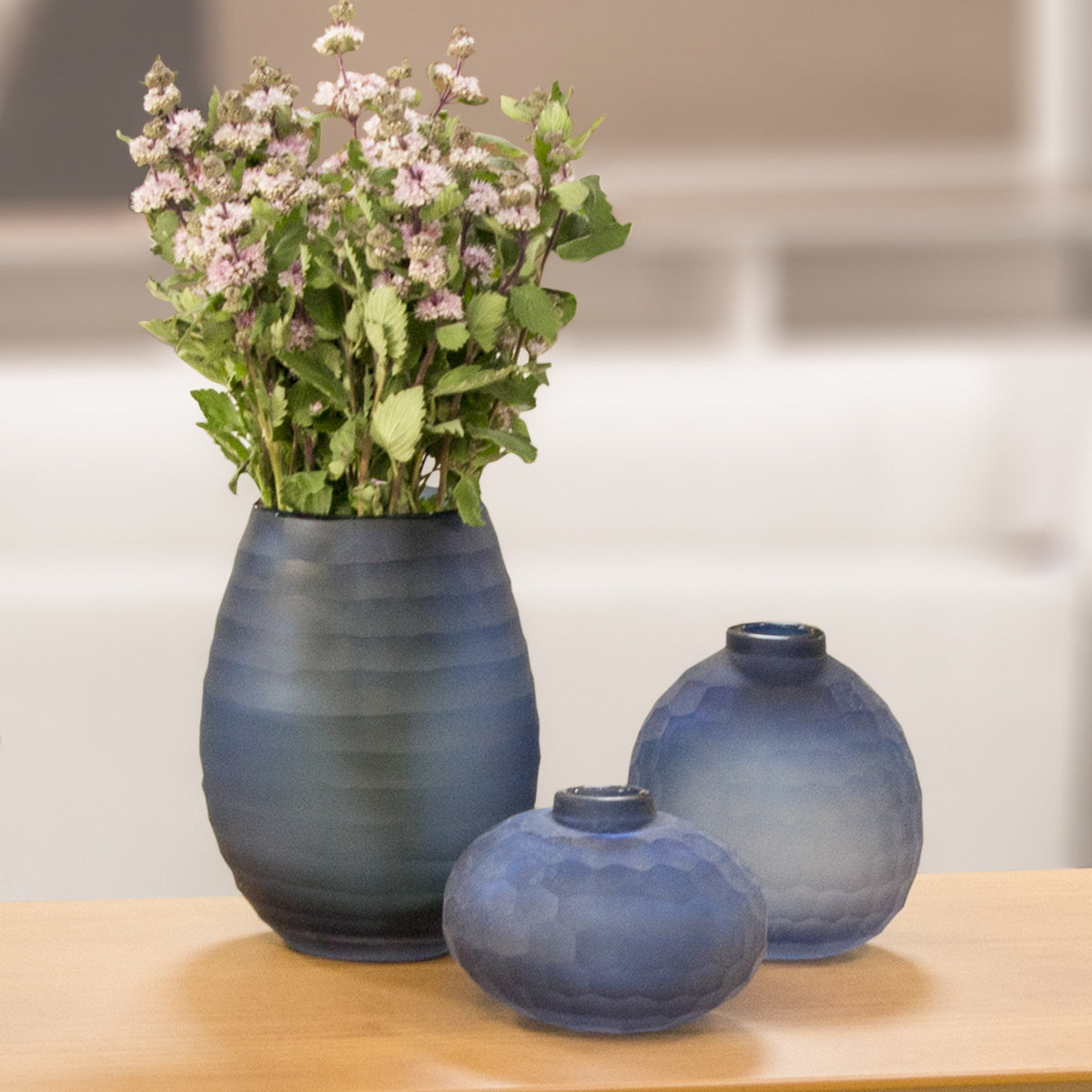 Vaso Sanvalero Vidro 22x17x17cm Azul