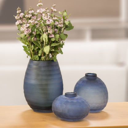 Vaso Sanvalero Vidro 22x17x17cm Azul