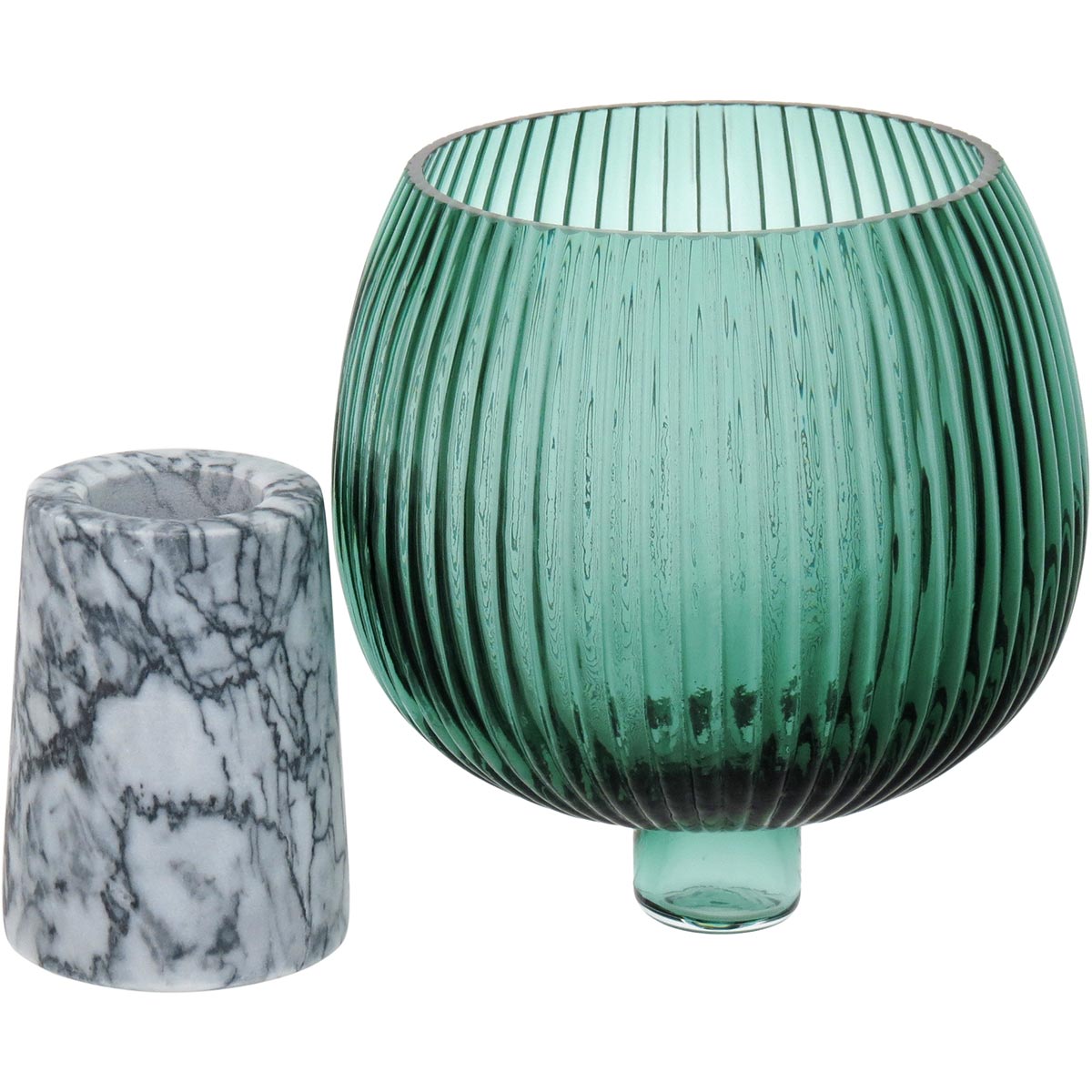 Centro de Mesa Beretta Verde com Pé de Vidro 22x15x15cm