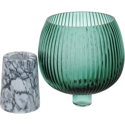 Centro de Mesa Beretta Verde com Pé de Vidro 22x15x15cm