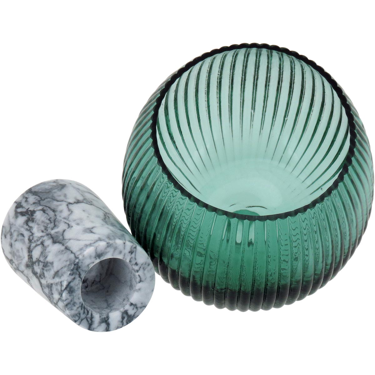 Centro de Mesa Beretta Verde com Pé de Vidro 22x15x15cm