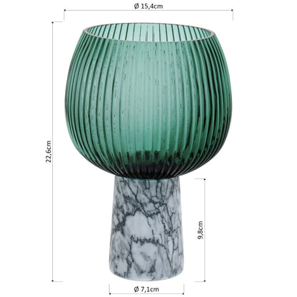 Centro de Mesa Beretta Verde com Pé de Vidro 22x15x15cm