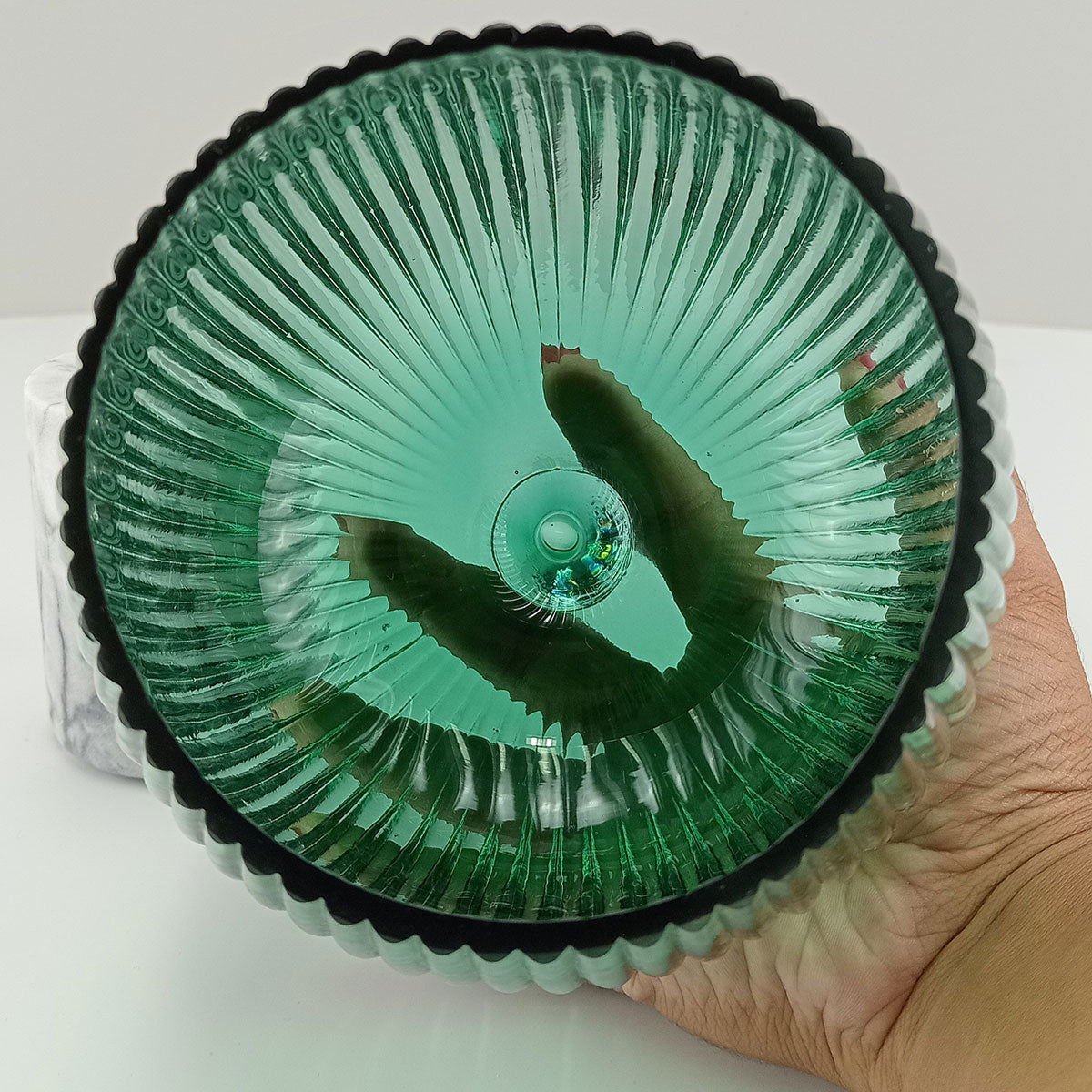 Centro de Mesa Beretta Verde com Pé de Vidro 22x15x15cm