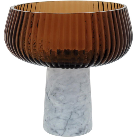 Centro de Mesa Beretta Vidro Âmbar 18x18cm Decorativo Elegante