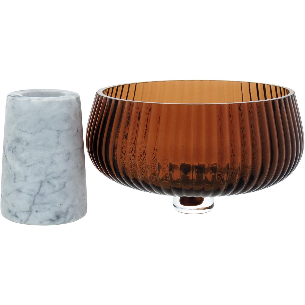 Centro de Mesa Beretta Vidro Âmbar 18x18cm Decorativo Elegante