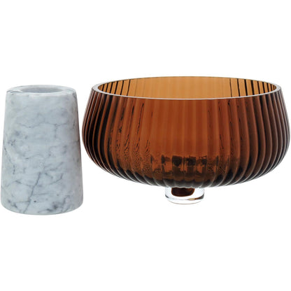 Centro de Mesa Beretta Vidro Âmbar 18x18cm Decorativo Elegante