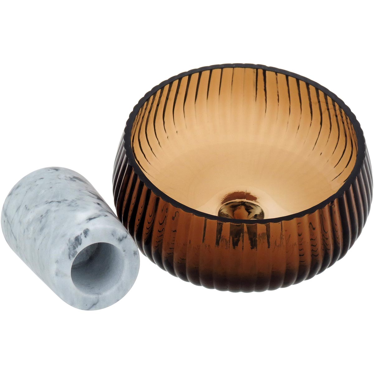 Centro de Mesa Beretta Vidro Âmbar 18x18cm Decorativo Elegante