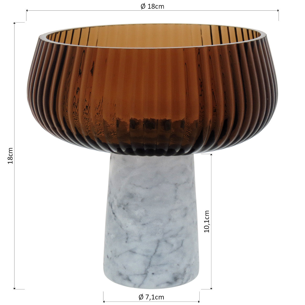 Centro de Mesa Beretta Vidro Âmbar 18x18cm Decorativo Elegante