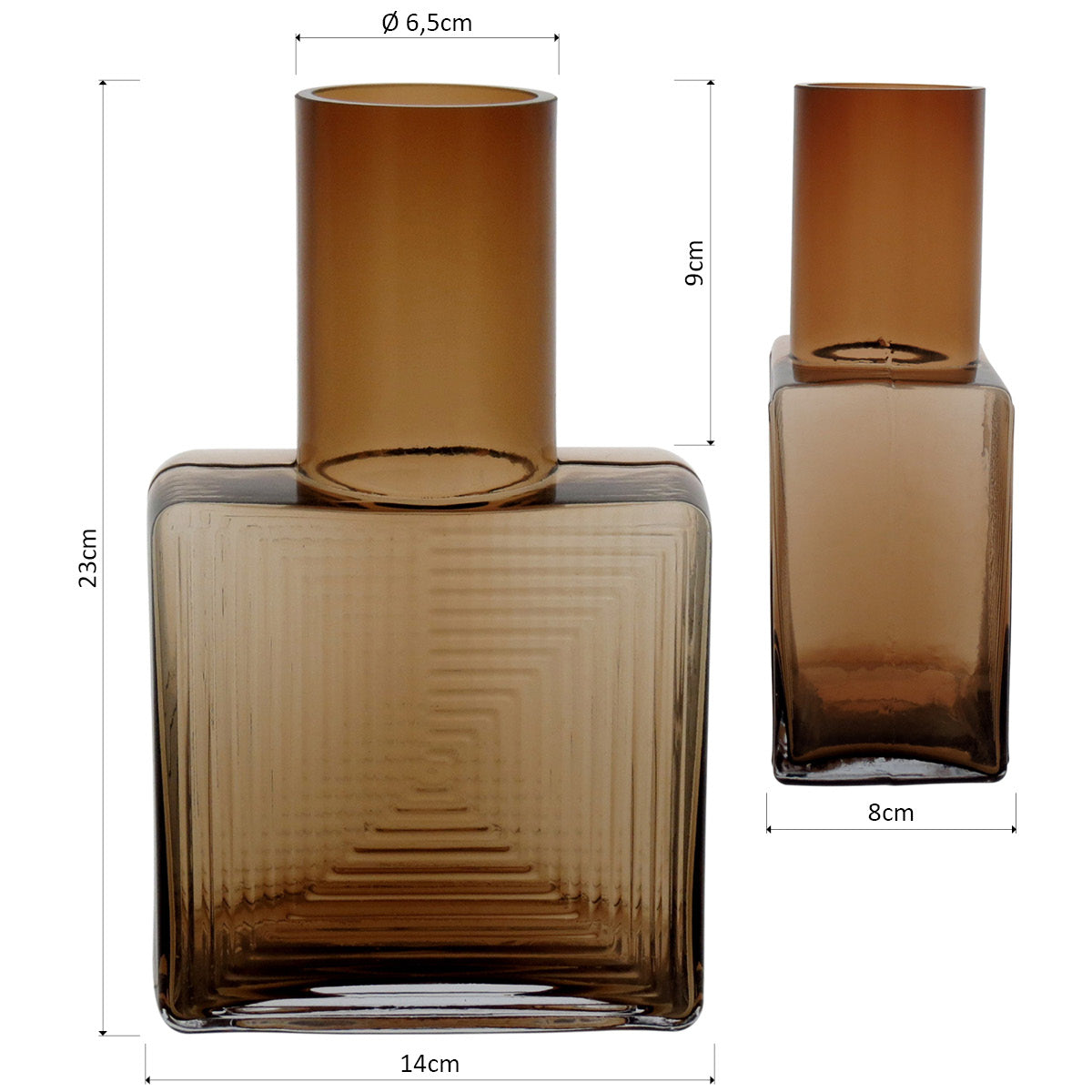 Garrafa Decorativa Sanvictor Vidro Âmbar 23x14x8cm à Prova de Vazamentos