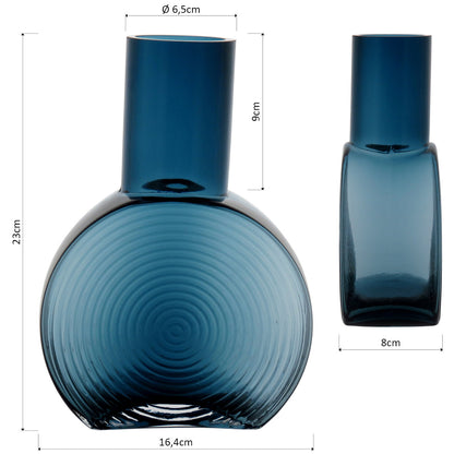 Garrafa Decorativa de Vidro Azul Sanvictor 23x16x8cm à Prova de Vazamentos