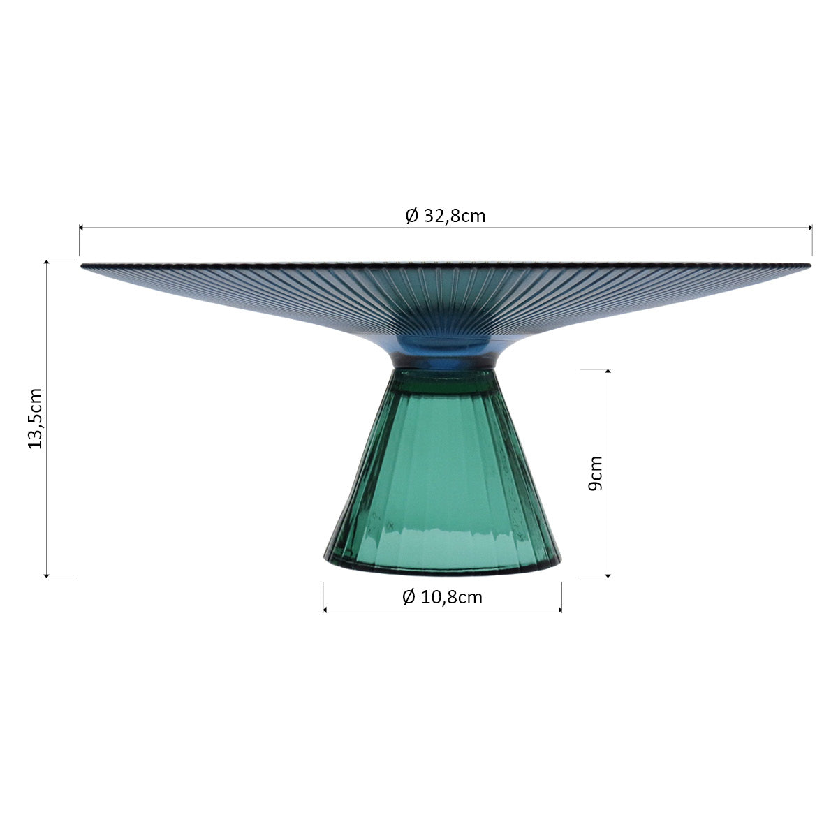 Centro de Mesa Beretta Vidro Azul 14x33cm Decorativo Elegante