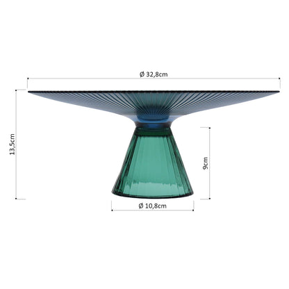 Centro de Mesa Beretta Vidro Azul 14x33cm Decorativo Elegante