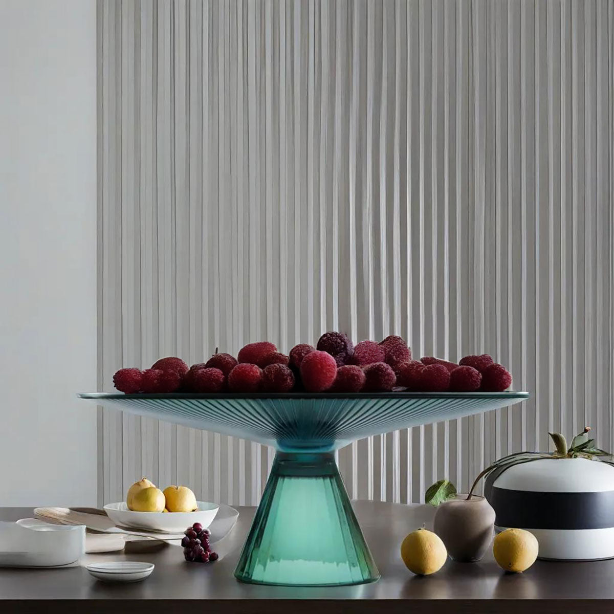 Centro de Mesa Beretta Vidro Azul 14x33cm Decorativo Elegante