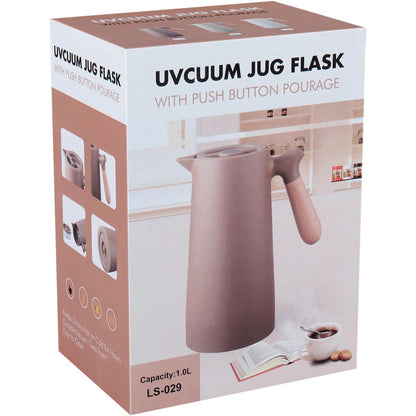 Garrafa Térmica Norden Ampola Plástico 1L Rosê Isolamento Térmico