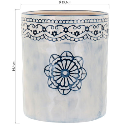 Cachepô Cerâmica Azul 16x13cm para Plantas - Decoração Elegante