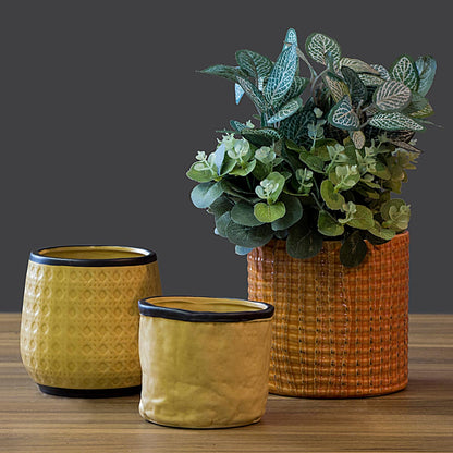 Cachepô de Cerâmica Bege 10x12cm para Plantas Decorativas