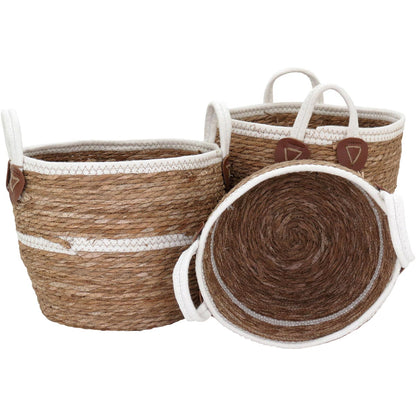 Cesta Decorativa Organizadora Fibra Natural 3 Peças Marrom