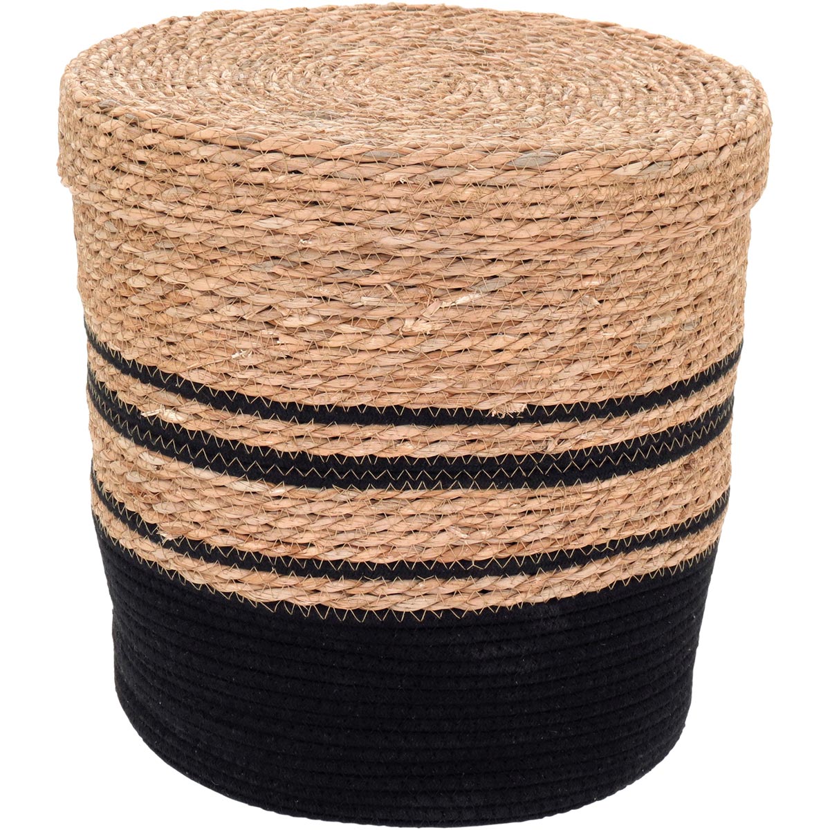 Cestas Organizadoras com Tampa Fibra Preta 3 Peças - Grande, Médio, Pequeno