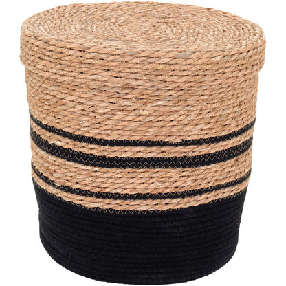 Cestas Organizadoras com Tampa Fibra Preta 3 Peças - Grande, Médio, Pequeno