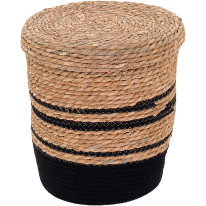 Cestas Organizadoras com Tampa Fibra Preta 3 Peças - Grande, Médio, Pequeno