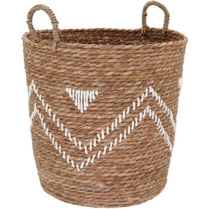 Conjunto de Cestas Decorativas em Fibra Natural - 3 Peças Marrom