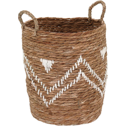 Conjunto de Cestas Decorativas em Fibra Natural - 3 Peças Marrom