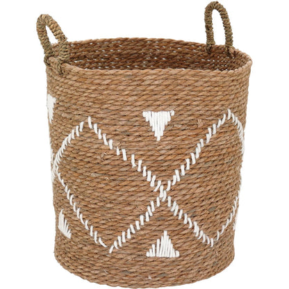 Conjunto 3 Cestas Decorativas em Fibra Natural - Marrom, Vários Tamanhos