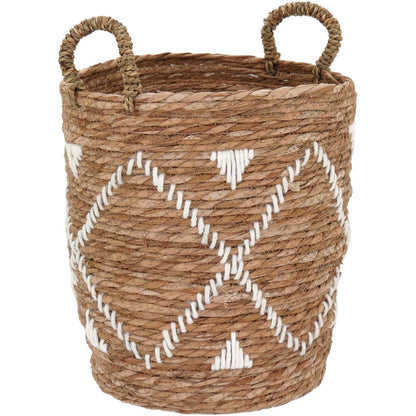 Conjunto 3 Cestas Decorativas em Fibra Natural - Marrom, Vários Tamanhos