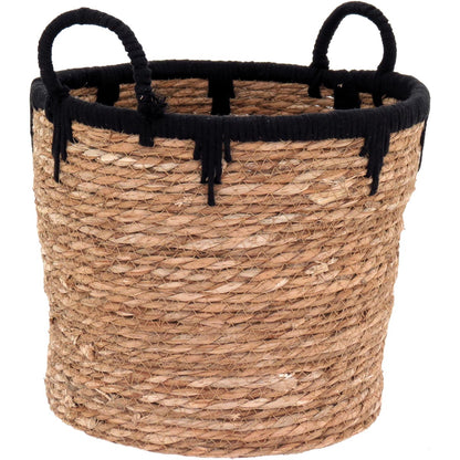 Conjunto de Cestas em Fibra Natural Marrom - 3 Peças para Organização