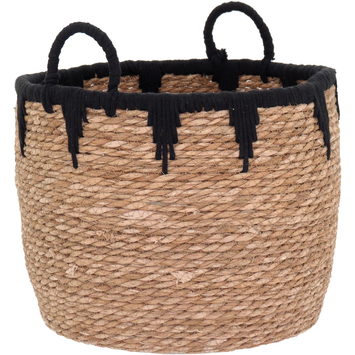 Conjunto de Cestas Decorativas Fibra Natural Preto 3 Peças