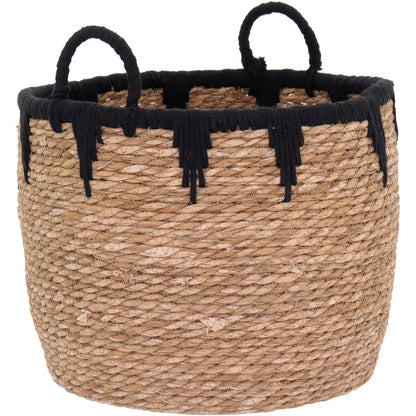 Conjunto de Cestas Decorativas Fibra Natural Preto 3 Peças