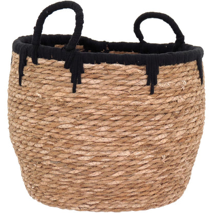 Conjunto de Cestas Decorativas Fibra Natural Preto 3 Peças