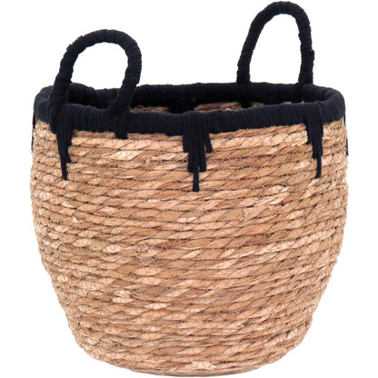 Conjunto de Cestas Decorativas Fibra Natural Preto 3 Peças
